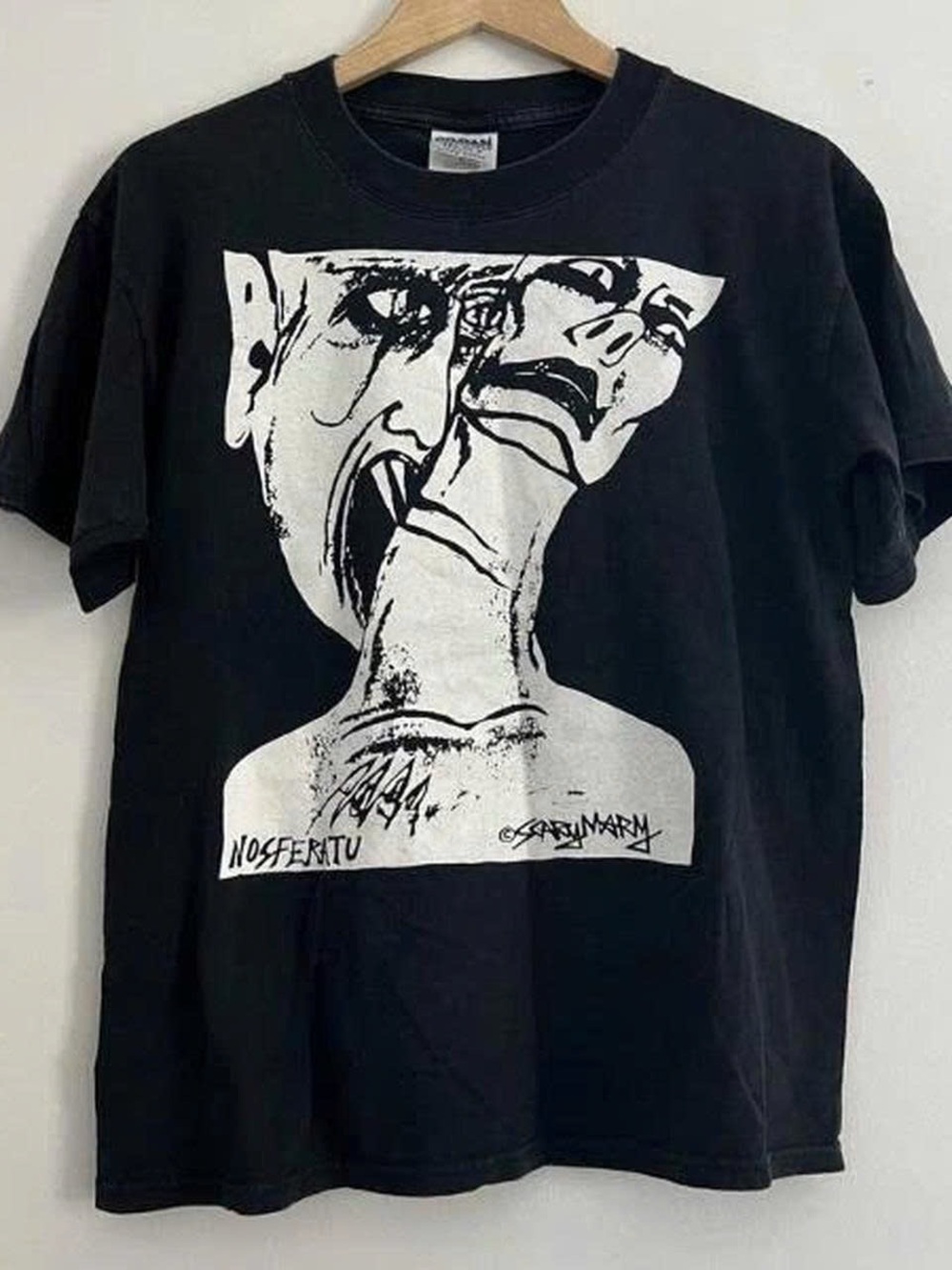 Gildan Black Tee with White Nosferatu Graphic - Men's Short Sleeve